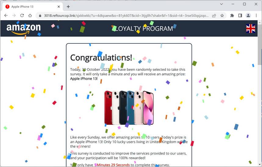 Image: Chrome browser is redirected to Reftourcop.link