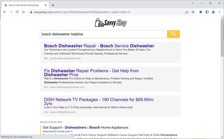 Image: Chrome browser is redirected to Savvyshop.com