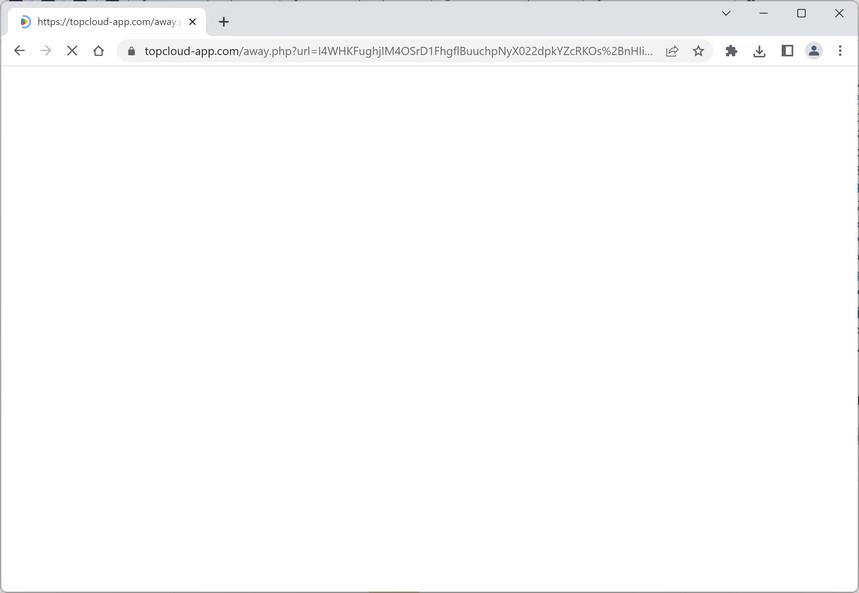 Image: Chrome browser is redirected through Topcloud-app.com