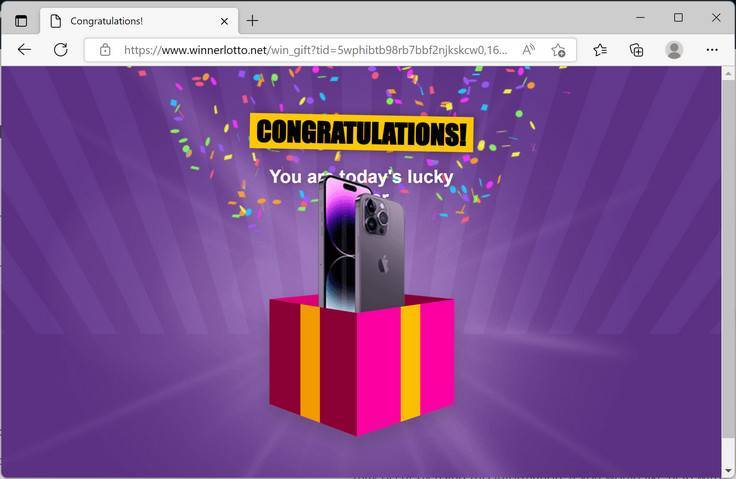 Image: Chrome browser is redirected to Winnerlotto.net