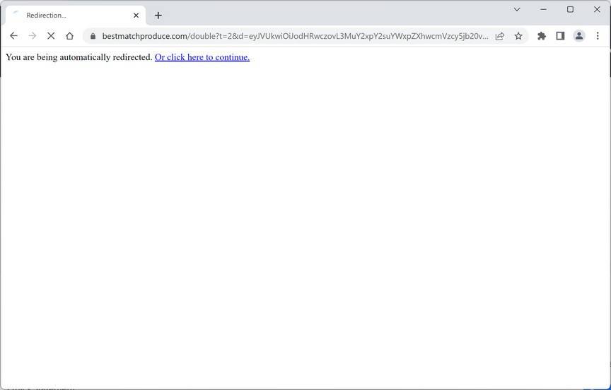 Image: Chrome browser is redirected to Bestmatchproduce.com