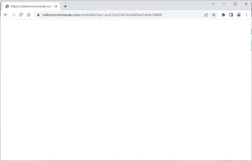 Image: Chrome browser is redirected to Collectorcommander.com