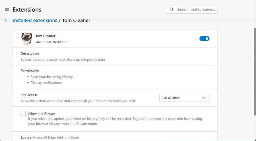 Image: Tom Cleaner Microsoft Edge Extension