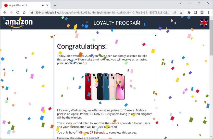 Image: Antridedis.live Fake Amazon Loyalty Program Survey