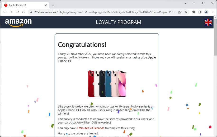 Image: Baaramfor.live Fake Amazon Loyalty Program Survey