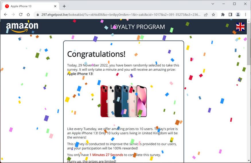 Image: Ehgelpost.live Fake Amazon Loyalty Program Survey