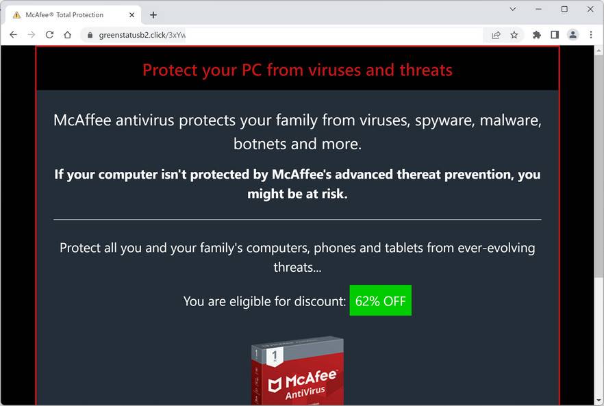 Image: Greenstatusb2.click Fake Alert