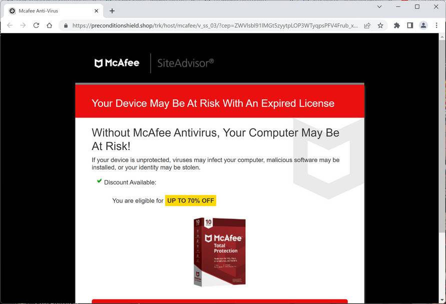 Image: Preconditionshield.shop Fake Alert