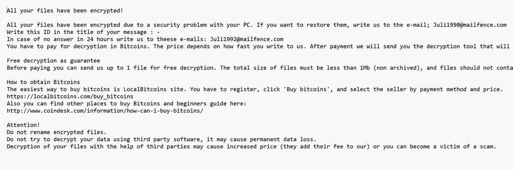 Image: JULI ransomware