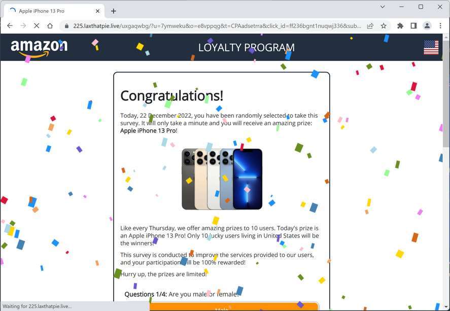 Image: Laxthatpie.live Fake Amazon Loyalty Program Survey