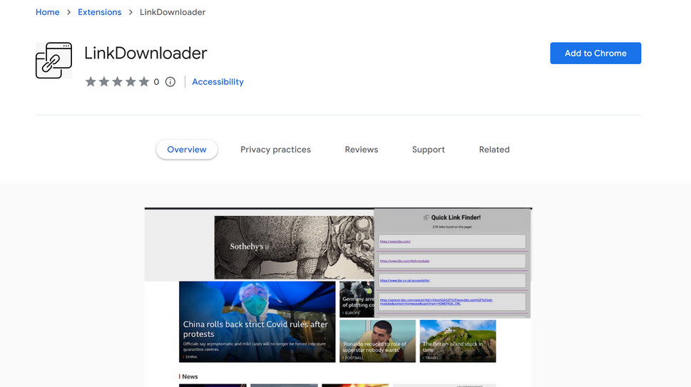 Image: LinkDownloader Chrome Extension