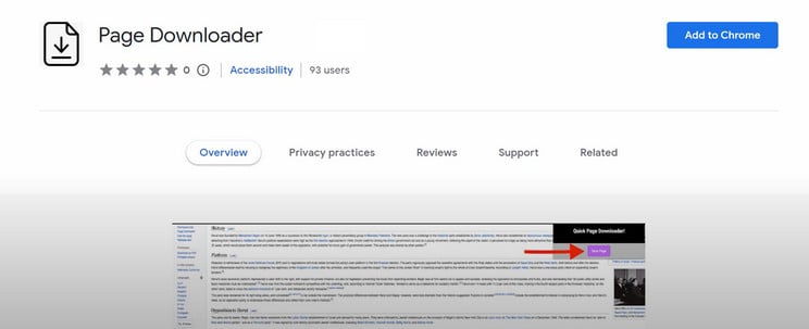 Image: Page Downloader Chrome Extension