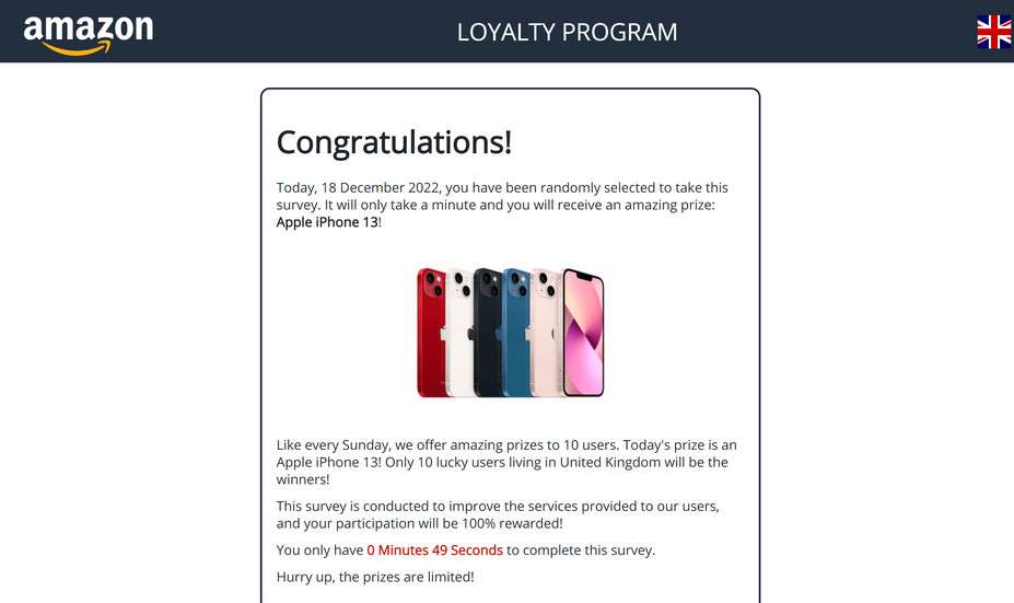 Image: Bidlanerye.live Fake Amazon Loyalty Program Survey