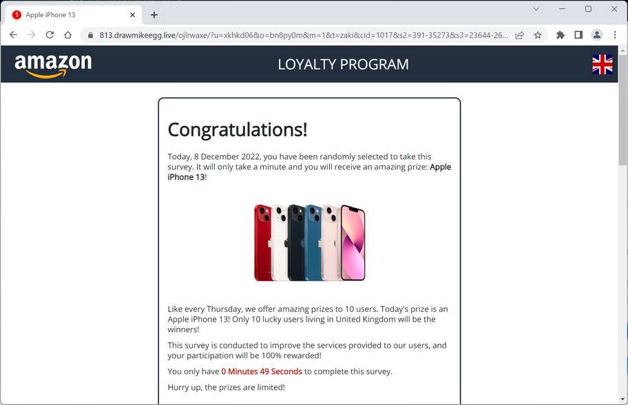 Image: Drawmikeegg.live Fake Amazon Loyalty Program Survey