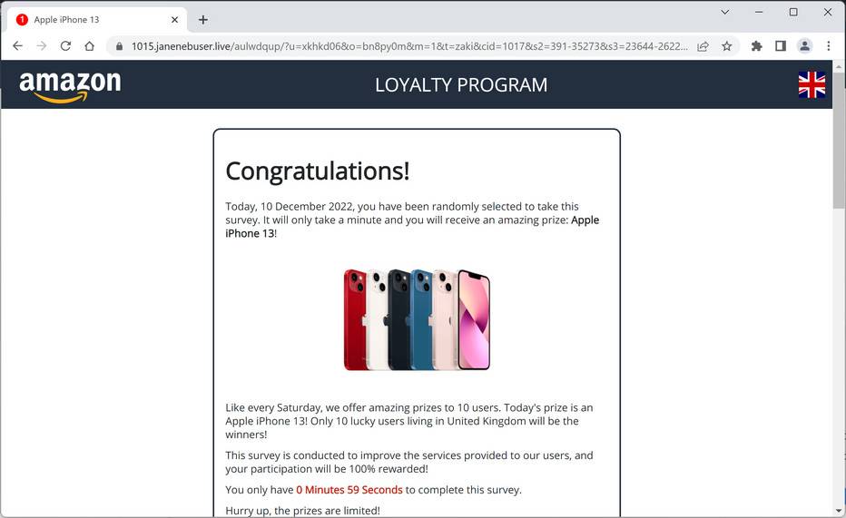 Image: Manyaftgoes.live Fake Amazon Loyalty Program Survey