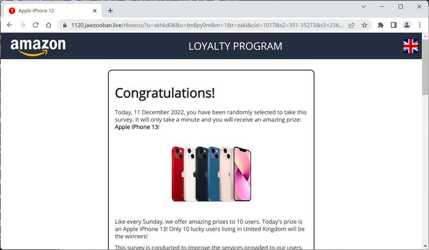 Image: Jawzooban.live Fake Amazon Loyalty Program Survey