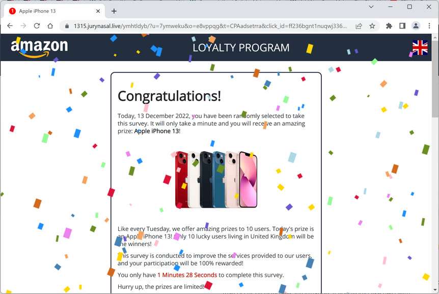 Image: Jurynasal.live Fake Amazon Loyalty Program Survey