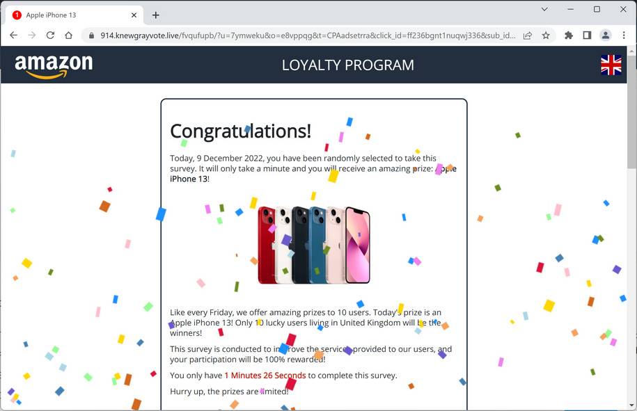 Image: Knewgrayvote.live Fake Amazon Loyalty Program Survey