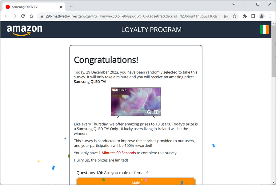 Image: Mattwetby.live Fake Amazon Loyalty Program Survey