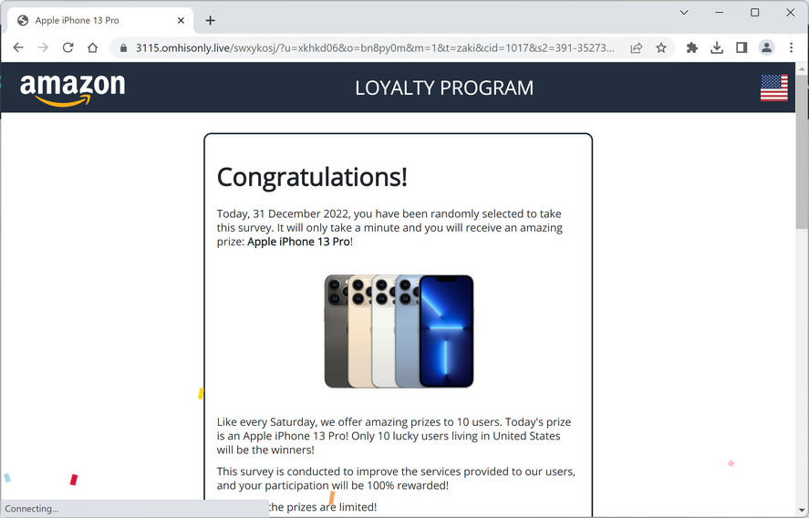 Image: Omhisonly.live Fake Amazon Loyalty Program Survey