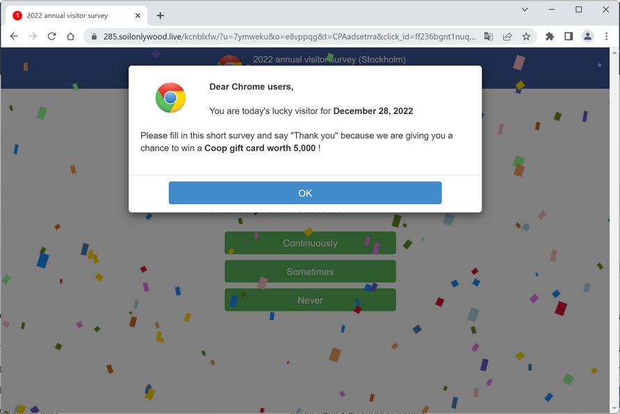 Image: Soilonlywood.live Fake Amazon Loyalty Program Survey