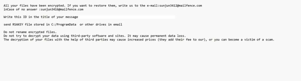 Image: Sunjun ransomware