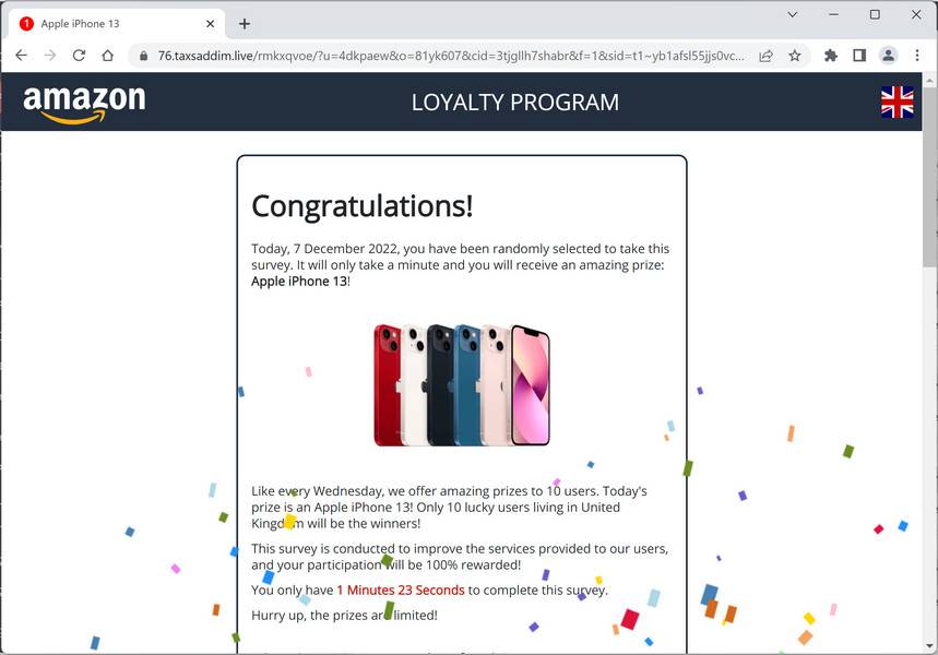 "> Image: Taxsaddim.live Fake Amazon Loyalty Program Survey