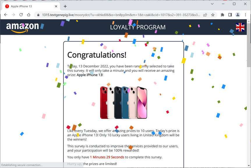 Image: Textgenepig.live Fake Amazon Loyalty Program Survey