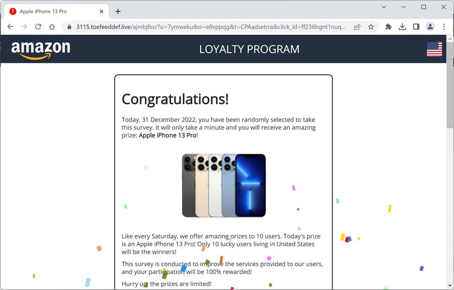 Image: Toefeeddef.live Fake Amazon Loyalty Program Survey