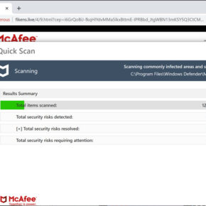 Image: Fikens.live Fake McAfee Virus Alert