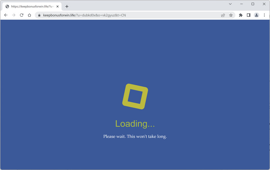 Image: Chrome browser is redirected to Keepbonusforwin.life