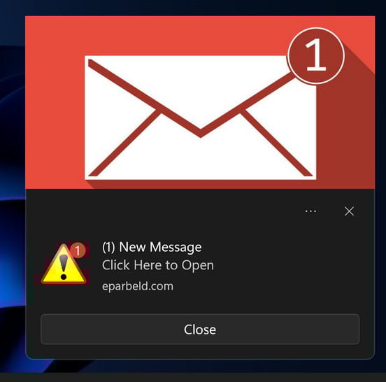 Image: "(1) New Message Click Here To Open" Ads