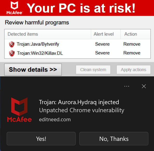 Trojan Aurora Hydraq Injected Pop-up Ads