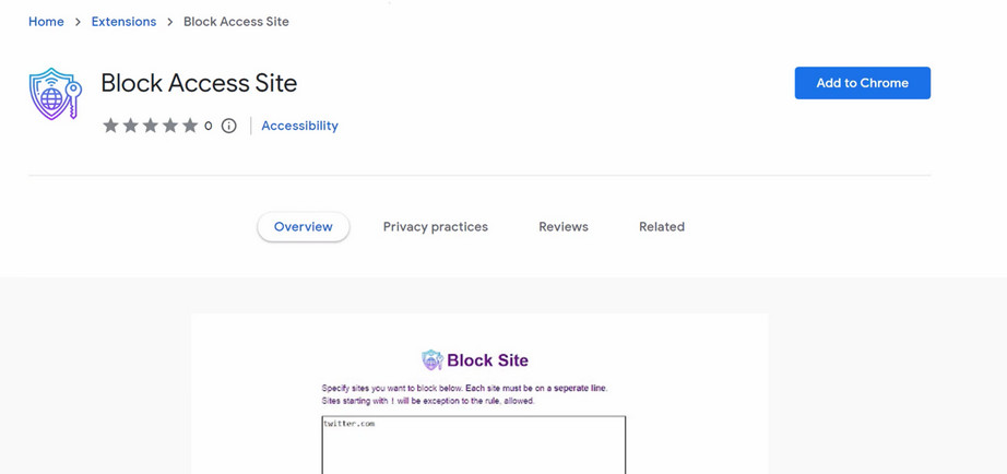 Image: Block Access Site Chrome Extension