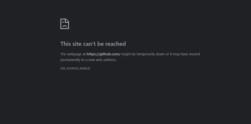 ERR_ADDRESS_INVALID Chrome Error