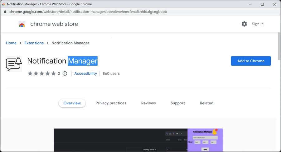 Image: Notification Manager Chrome Extension