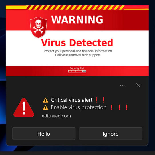 Image: Warning! Virus Detected Pop-up Ads