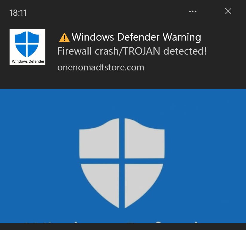 Image: Windows Defender Warning pop-up ads
