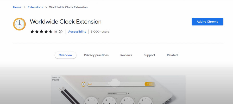 Image: Worldwide Clock Extension Chrome Extension