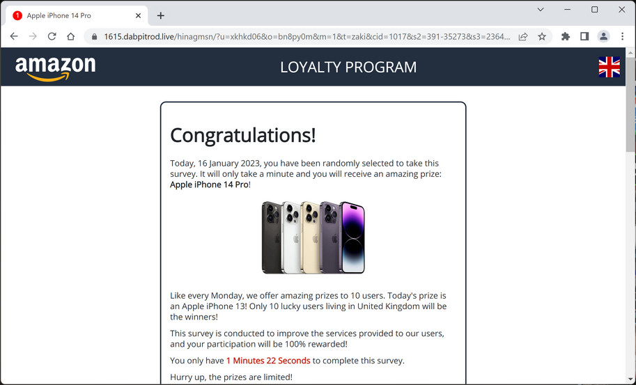 Image: Dabpitrod.live Fake Amazon Survey