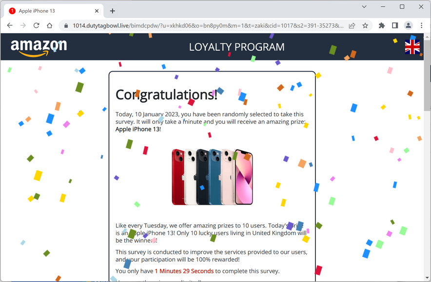 Image: Dutytagbowl.live Fake Google Survey