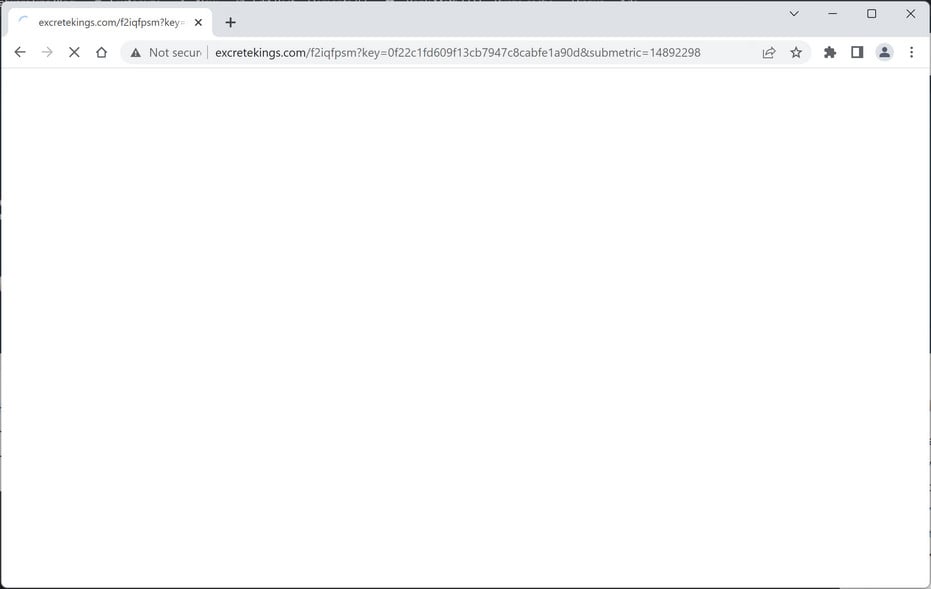 Image: Chrome browser is redirected to Excretekings.com