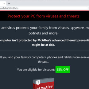 Image: Gogreys1.click Fake McAfee Virus Alert