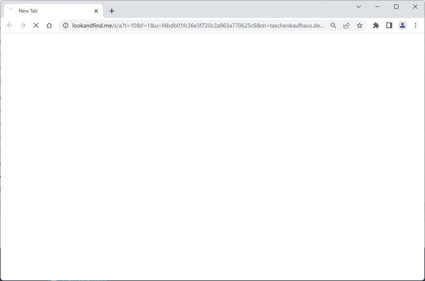 Image: Chrome browser is redirected to Lookandfind.me