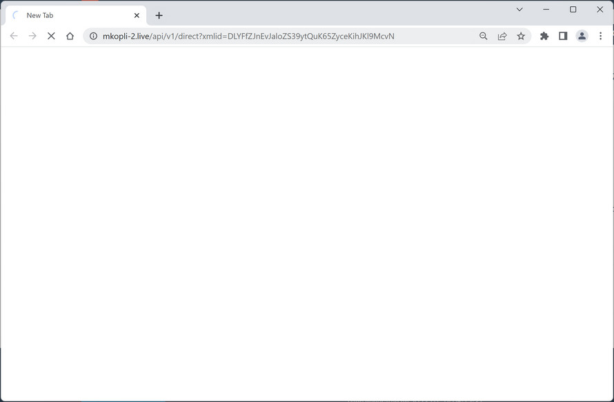 Image: Chrome browser is redirected to Mkopli-2.live