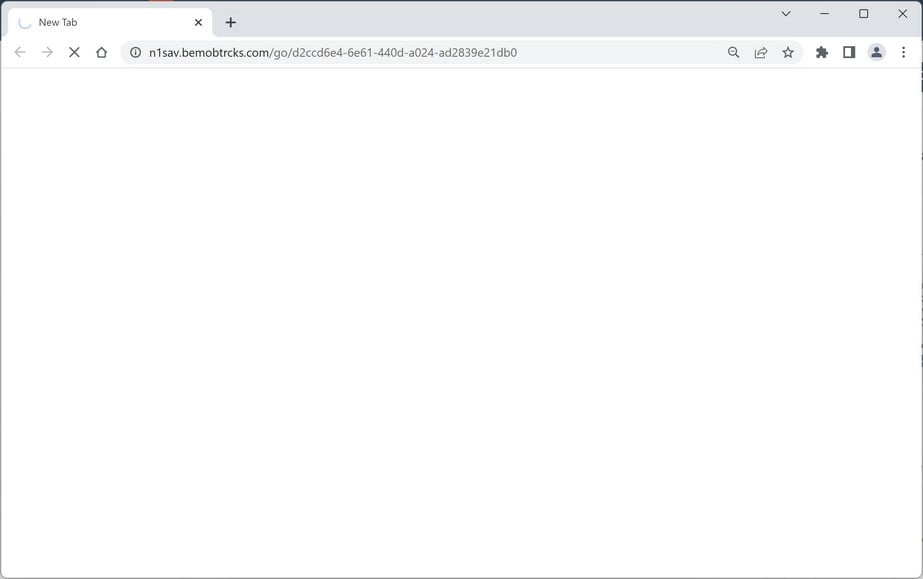 Image: Chrome browser is redirected to Bemobtrcks.com