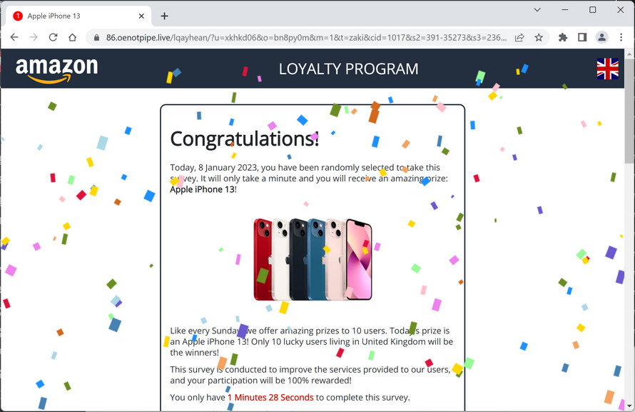 Image: Oenotpipe.live Fake Amazon Survey