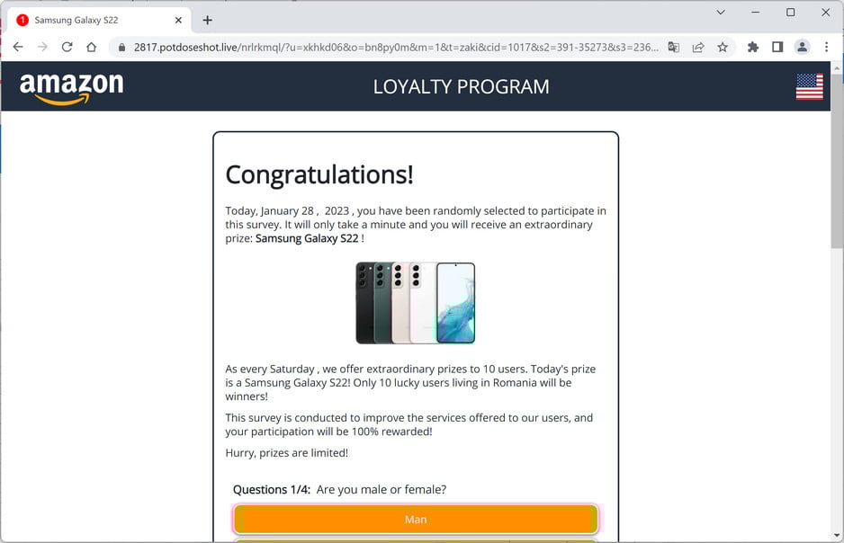Image: Potdoseshot.live Survey Scam