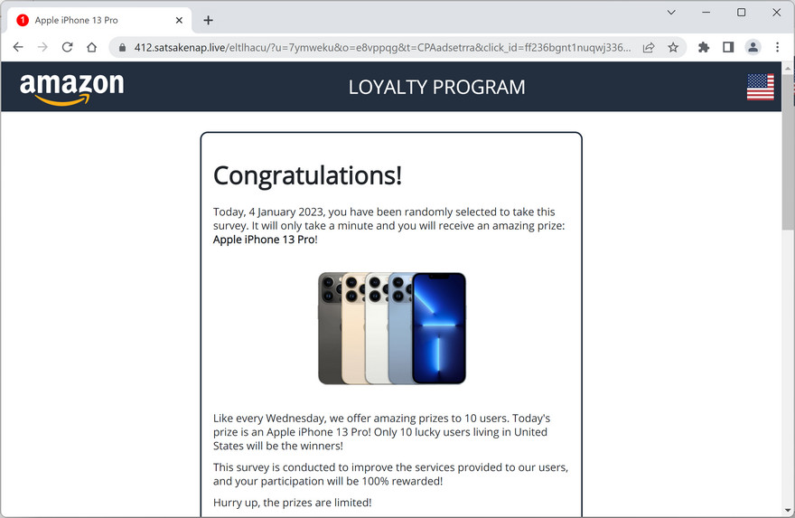 Image: Satsakenap.live Fake Amazon Loyalty Program Survey