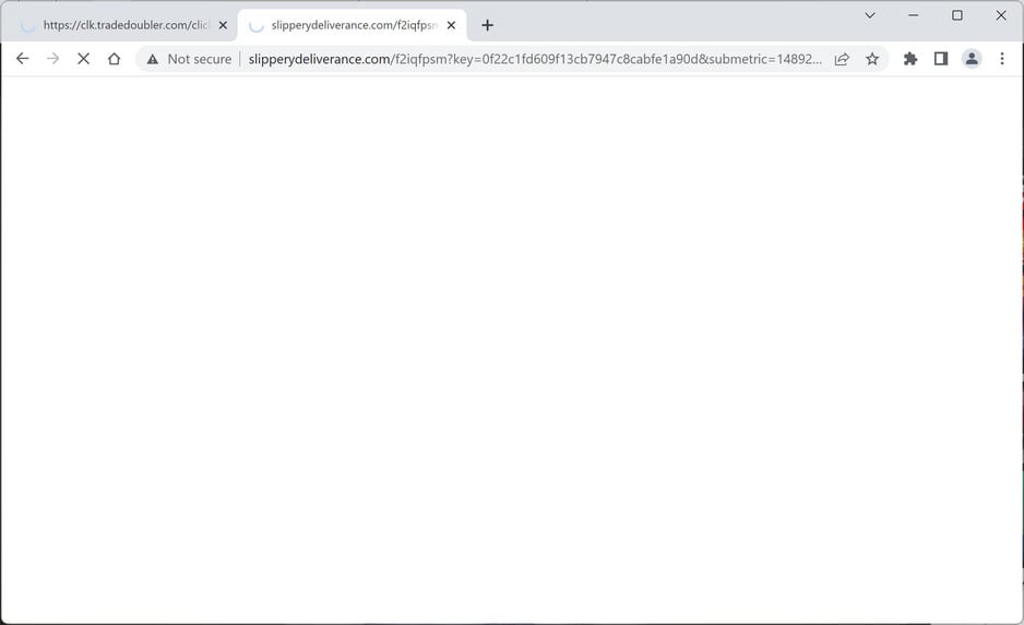 Image: Chrome browser is redirected to Slipperydeliverance.com